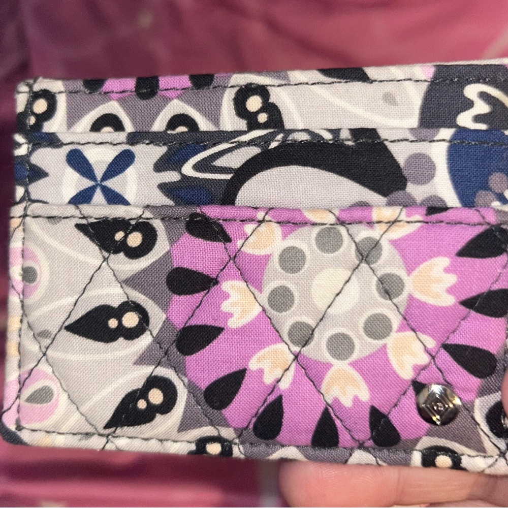 Vera Bradley Quilted Card Holder - Black, Purple, Gray